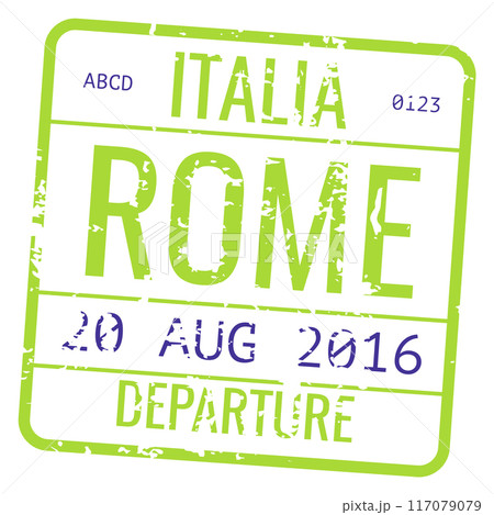 Europe departure stamp. Travel visa. Tourism mark 117079079