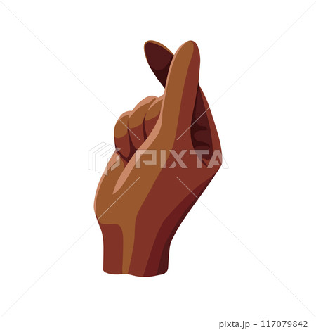 Human hand showing love sign. Vector clipart depicts emoji gesture. Design for valentines day 117079842
