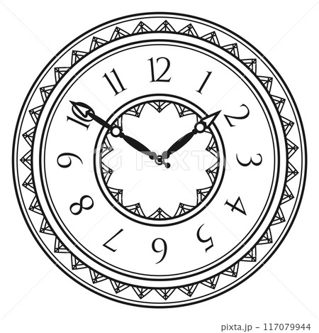 Retro decorative clock round face hanging on wall 117079944