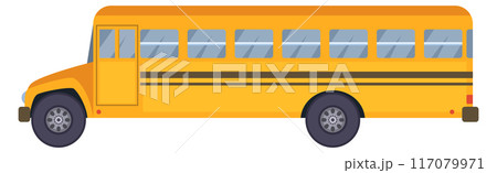School bus side view. Yellow kid transport icon School bus side view. Yellow kid transport icon 117079971