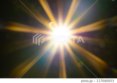 Sun flare on the black background 117080053