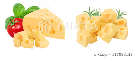 piece of cheese isolated on white background with full depth of field 117080132