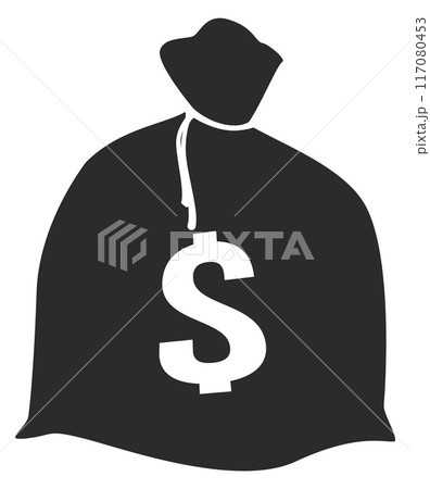 Dollar coin bag black icon. Money sack Dollar coin bag black icon. Money sack 117080453