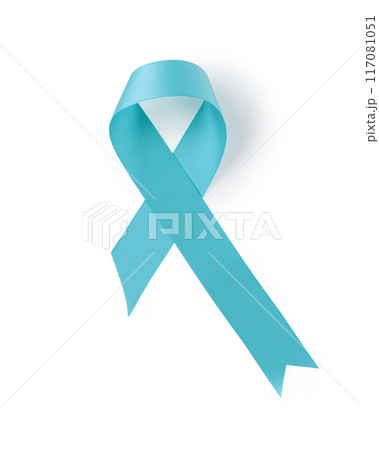 Turquoise awareness ribbon isolated on white background Turquoise awareness ribbon isolated on white background 117081051