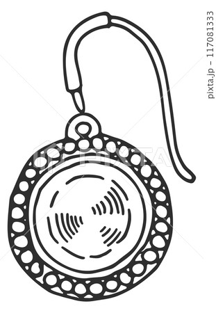 Silver jewel earring sketch. Luxury elegant gemstones Silver jewel earring sketch. Luxury elegant gemstones 117081333