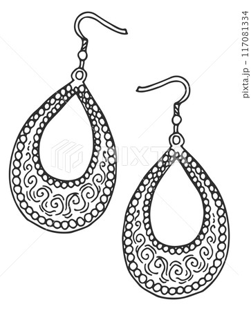 Crystal earrings sketch. Hand drawn female jewellery 117081334