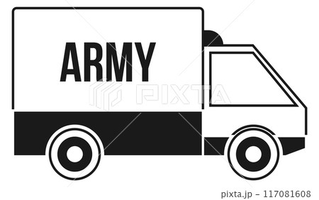 Army truck black icon. Military transport symbol Army truck black icon. Military transport symbol 117081608