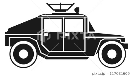 Off road military army car black icon Off road military army car black icon 117081609