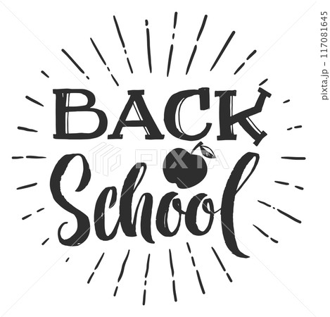 Back to school black retro logo. Hand writing words 117081645