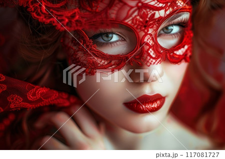 beautiful woman in a red mask 117081727
