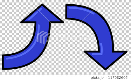 Curved arrow blue set (line drawing, with reflection) Curved arrow blue set (line drawing, with reflection) 117082605