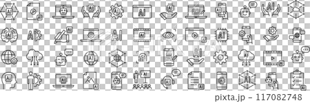 ベクターでモノクロのAIに関するアイコンセット 117082748