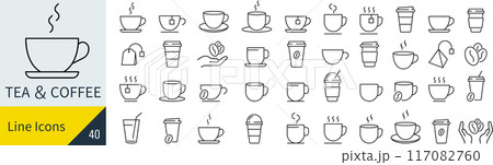 コーヒーと紅茶に関するアイコンセット 117082760