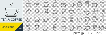 コーヒーと紅茶に関するアイコンセット 117082760