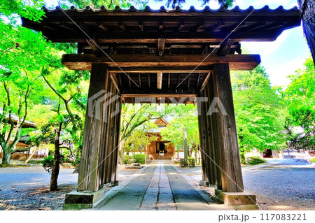 夏の盛岡市報恩寺 中門の景観 夏の盛岡市報恩寺 中門の景観 117083221