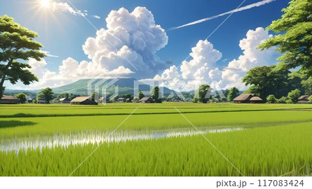 日本の田舎の田園風景 117083424