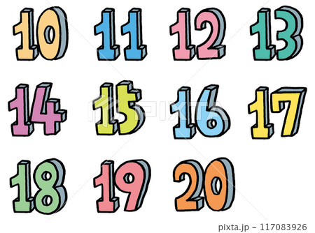 手描きのカラフルでかわいい数字 117083926