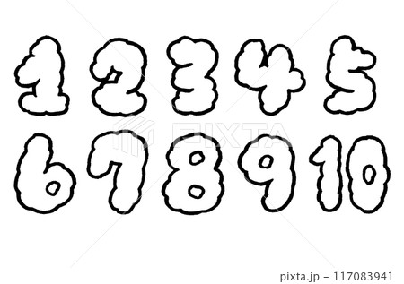 手描きのかわいい数字 手描きのかわいい数字 117083941