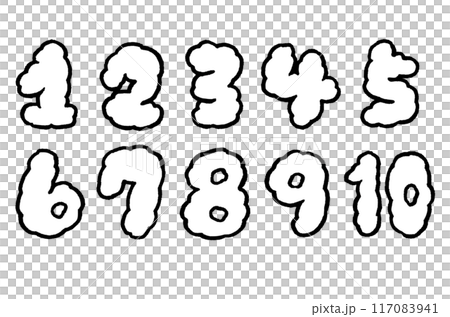 手描きのかわいい数字 手描きのかわいい数字 117083941