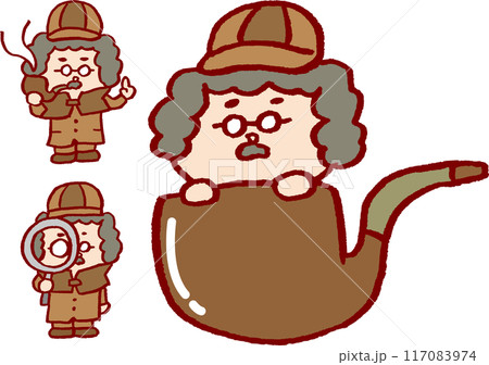 パーマとメガネがチャームポイントの茶色のかわいい探偵 117083974