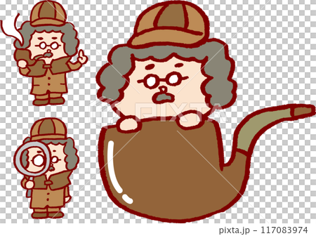 パーマとメガネがチャームポイントの茶色のかわいい探偵 117083974