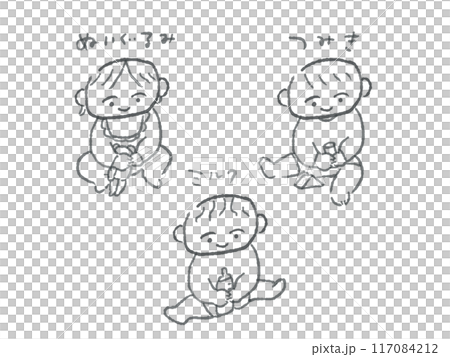 簡單可愛的寶寶玩插畫集（單色） 117084212