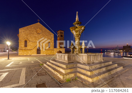 Fountain in front of the Church of the Annunciation of the Virgin Mary in Rhodes. 117084261