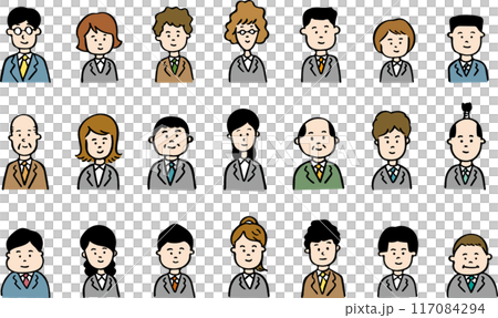 Various office workers wearing suits 117084294