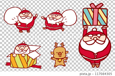 クリスマスのサンタとトナカイの面白ろ可愛いキャラ素材 クリスマスのサンタとトナカイの面白ろ可愛いキャラ素材 117084305