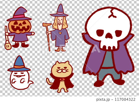 Cute Halloween character material 117084322