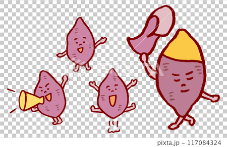 かわいいさつまいものキャラ素材 117084324