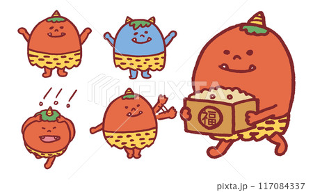 フォルムが面白い節分のカワイイ鬼のキャラ素材 117084337