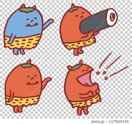 フォルムが面白い節分のカワイイ鬼のキャラ素材 117084338