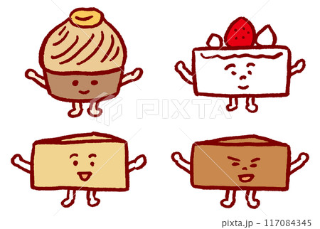 甘くて美味しいかわいいケーキのキャラ素材 甘くて美味しいかわいいケーキのキャラ素材 117084345