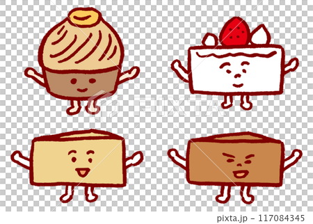Sweet and delicious cute cake character material Sweet and delicious cute cake character material 117084345