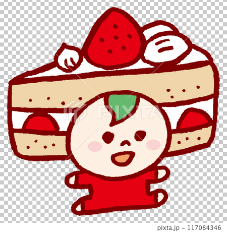 甘くて美味しいかわいいケーキのキャラ素材 117084346