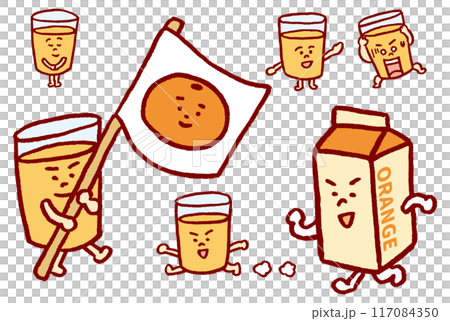 美味橙汁的可愛人物素材 117084350
