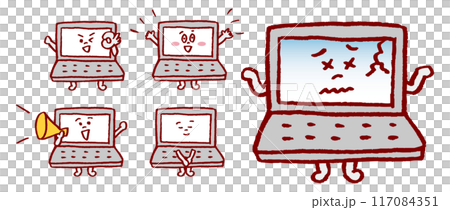 可愛的筆記型電腦人物素材 117084351