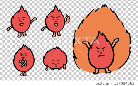 Cute fire character material burning red 117084362