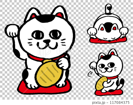 招き猫の色んなポーズのキャラ素材 117084375