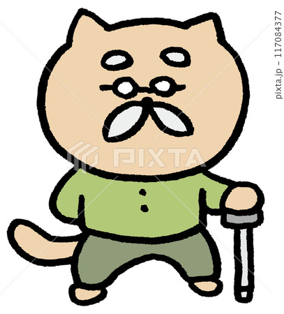 かわいい猫の老人キャラ素材 117084377