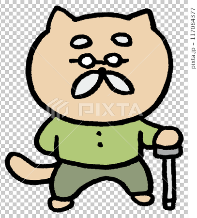 かわいい猫の老人キャラ素材 117084377