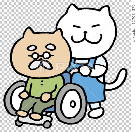 Cute cat character material for caregivers 117084379