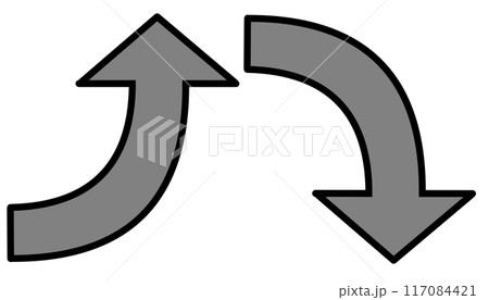 カーブする矢印グレーセット(線画あり) カーブする矢印グレーセット(線画あり) 117084421