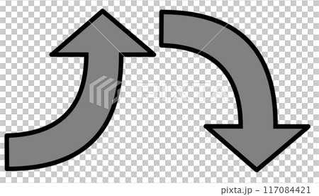 カーブする矢印グレーセット(線画あり) カーブする矢印グレーセット(線画あり) 117084421