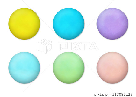 カラフルで立体的なパステルカラーの丸い装飾素材のセット 117085123