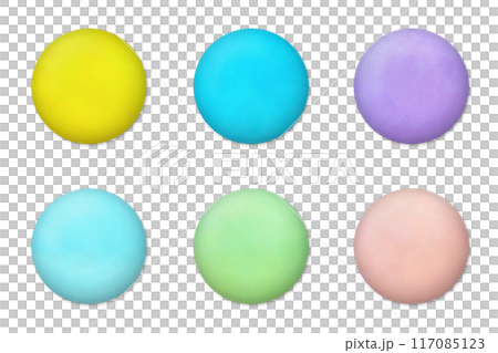 カラフルで立体的なパステルカラーの丸い装飾素材のセット 117085123