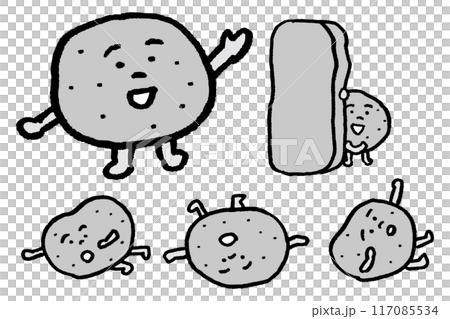 固いのに柔らかそうなかわいい石のキャラ素材 117085534