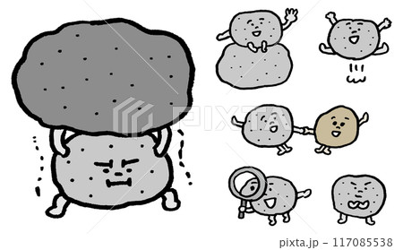 固いのに柔らかそうなかわいい石のキャラ素材 117085538