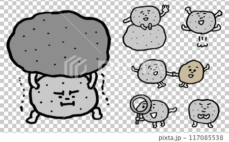 固いのに柔らかそうなかわいい石のキャラ素材 117085538